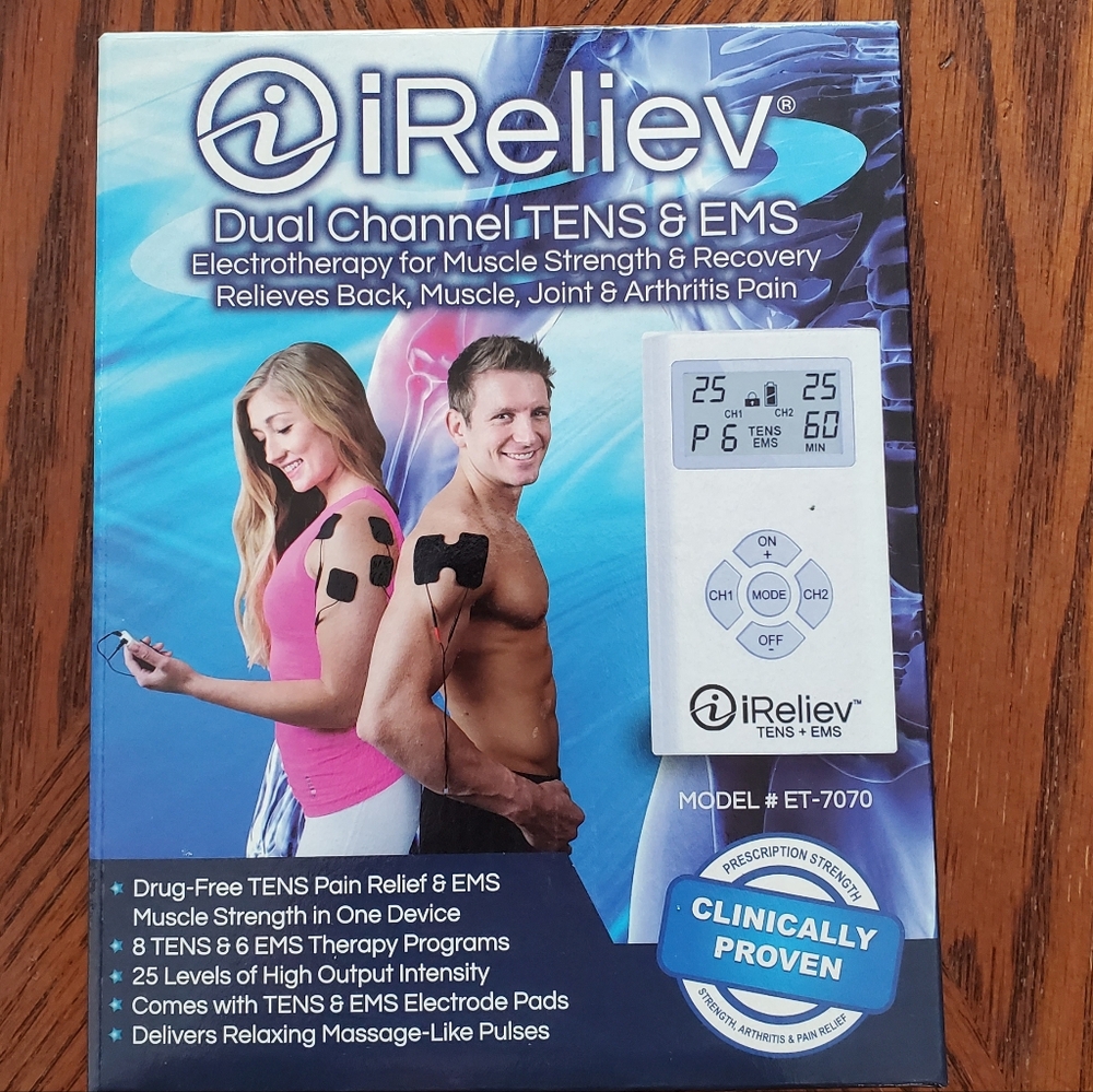 IReliev Dual Channel TENS & EMS Electrotherapy For Muscles, Joints, Arthritis